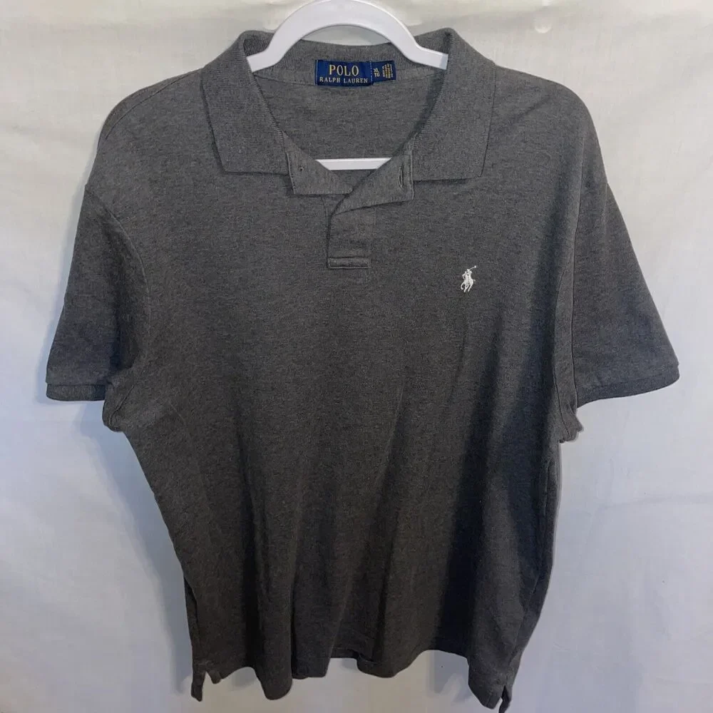 Polo Ralph Lauren Golf Shirt Men’s Size XL Gray 100% Cotton Short Sleeve Button